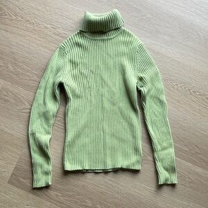 Vintage Eddie Bauer Light Green Ribbed Turtleneck Sweater